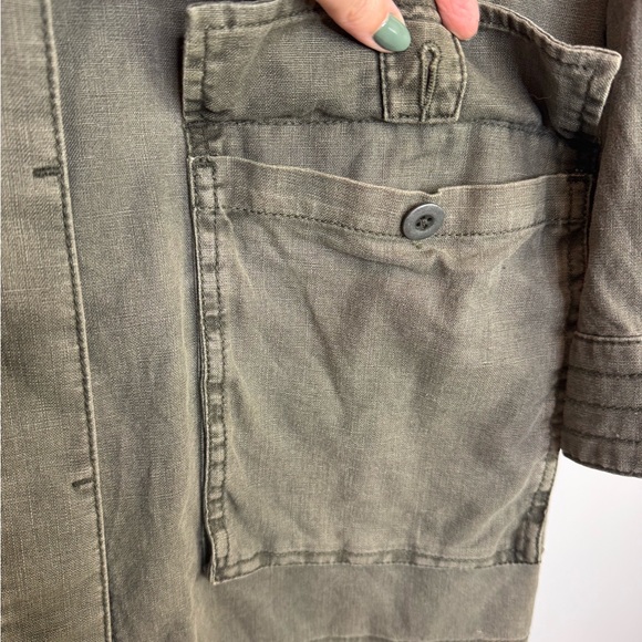 BDG Olive Military Field utility linen blend cargo pocket Jacket size large - Picture 6 of 9